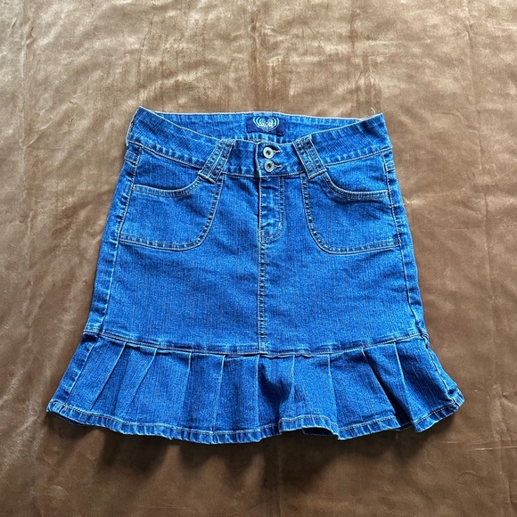 🍸 VINTAGE Y2K ANGELS BLUE DENIM MINI SKIRT 🍸 - Picture 1 of 4
